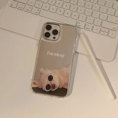 Ins Sunglass Dog Pattern Electroplated Makeup Mirror Phone Case For iPhone