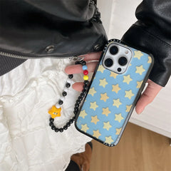 Cute New Yellow Five-Pointed Star Bracket Lanyard Phone Case For iPhone