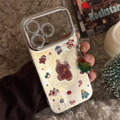 3D Cartoon Gingerbread Man Christmas Tree Pendant Phone Case For iPhone