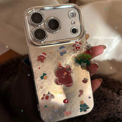 3D Cartoon Gingerbread Man Christmas Tree Pendant Phone Case For iPhone