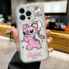 Disney Stitch Angel Lovers Phone Case For iPhone