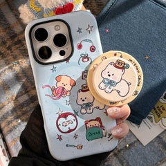 Splash-ink Cartoon Puppy Magnetic Holder Phone Case For iPhone