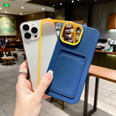3 in 1 Card Holder Wallet Solid Color Skin Feel Phone Case For iPhone