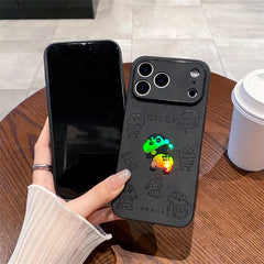 Anime Crayon Shin-chan Butt Emboss Laser Faux Leather Phone Case For iPhone