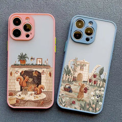 Cartoon Animal Bear Fox Squirrel Phone Case For iPhone