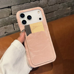Luxury Velvet Fabric Slot Card Wallet Case For iPhone
