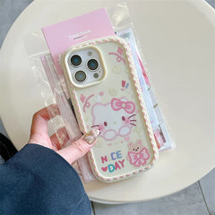 3D Ears Cute Cartoon Hello Kitty Invisible Bracket Phone Case For iPhone