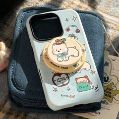 Splash-ink Cartoon Puppy Magnetic Holder Phone Case For iPhone