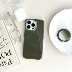 Simple Green Color Magnetic Phone Case For iPhone