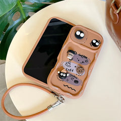 3D Cartoon Coffee With Wrist Strap Phone Case For iPhone