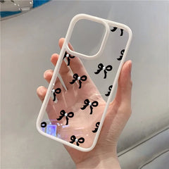 Romantic Heart Black Bow Clear Phone Case