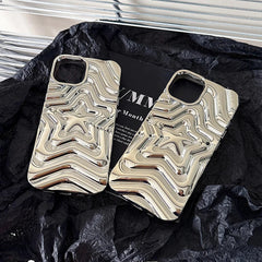 Bling Chromed Silver Gradient Five-pointed Star Phone Case