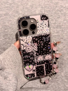 Sparkling Pink Star Splicing Floral Wristband Suitable For iPhone