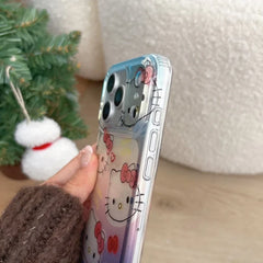 Cute Gradient Cartoon Love Hello Kitty Cat Phone Case For iPhone