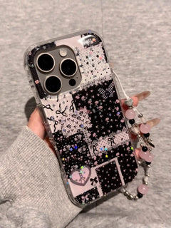 Sparkling Pink Star Splicing Floral Wristband Suitable For iPhone