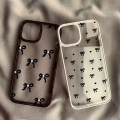 Romantic Heart Black Bow Clear Phone Case