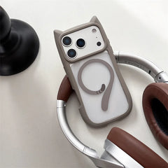 Cute Cartoon Solid Color Cat Tail Clear Magnetic Phone Case For iPhone